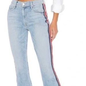 Mother Denim Striped The Insider Crop Step Fray